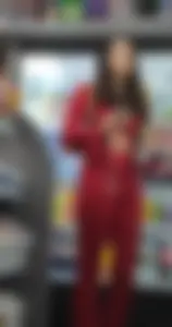 Hot minx in a slutty red outfit