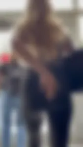 Blonde College Girl In Leggings Girl Keeps Touching Her Booty