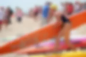 Lifeguard tournament girls on the beach