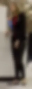 Pretty car saleswoman in tight shiny black pants with nice ass