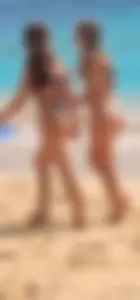 Two girls, two thong bikinis, 4 firm and bouncy bubble cheeks