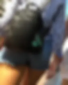 Pretty skinny blonde in denim shorts