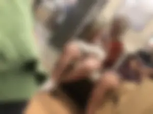 Blonde Candid Teen in Shorts With Tattooed Legs Subway Train and Escalator Creepshots Series