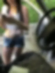 Someones girlfriend with nice tits in black bikini top and shorts