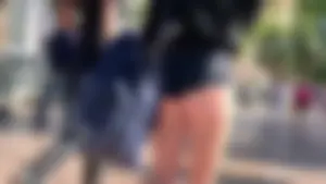 Hottie in spandex booty shorts with a nice ass showing her cheeks and slight camel toe