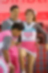 Bunch of athletic Thai cheerleaders at a competition