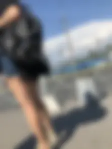 Candid Girl in Denim Shorts Street Legs Closeups