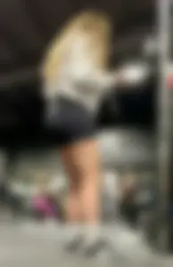 Tall Gym Blonde In Black Shorts (Bends Over)