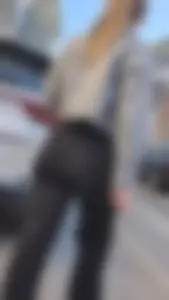 Hot blonde girl in tight black pants (oc)