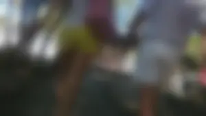 Milf in yellow shorts with vpl and a wedgie