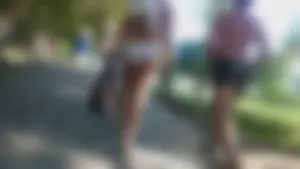 Girl with a nice ass in wet white bikini bottom