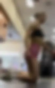Bubble Butt Blonde Stretching at the Gym