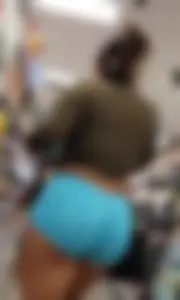 Huge ass in blue biker shorts
