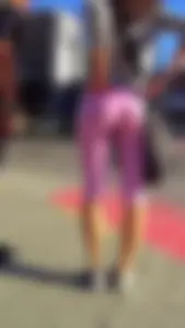 Hot Ass with VPL and Thin Long Legs in Short Pink Rights on the Street Creepshots Gallery