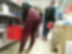 Fit Blonde in Red Jeans with Hot Ass and Muscular Ass at the Supermarket Creepshots