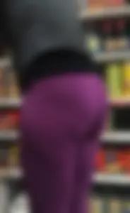 Milf shopping with a nice ass in purple leggings