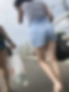 Sexy Butt And Legs in Denim Shorts - Candid Girl in Sandals Walking Up the Stairs Creepshots Gallery