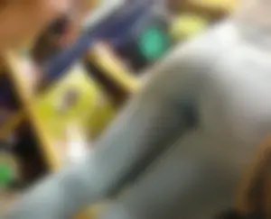 Girl shopping in light colored tight jeans with a nice ass