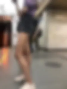 Perfect Long Candid Skinny Legs And Butt in Grey Jean Mini Shorts Closeups - Huge Subway Creepshots Gallery