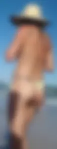 Cute girl on the beach with a decent body in thong bikini
