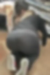 Chubby Girl Standing on Her Knees Doggy Style Looking for Stuff on the Floor of the Supermarket