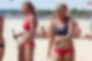 Lifeguard tournament girls on the beach