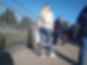 Blonde in Tight Jeans Bus Stop Creepshot