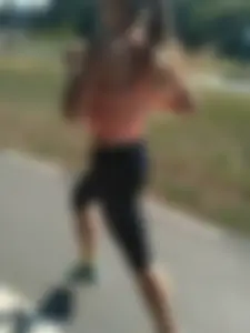 Sexy Fit Girl in Short Tights Jogging Creepshots