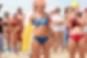 Lifeguard tournament girls on the beach