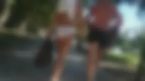 Girl with a nice ass in wet white bikini bottom