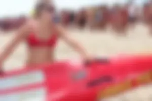 Lifeguard tournament girls on the beach