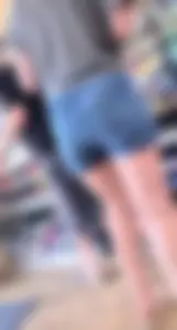 Tall pale blonde trying to hide that stellar ass