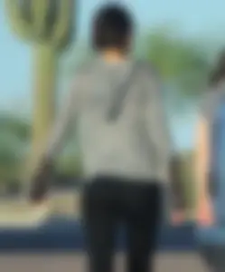 Skinny teen in leggings with vpl in the parking lot