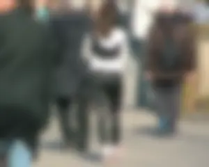 Girl with a nice booty out for a walk in tight Adidas leggings