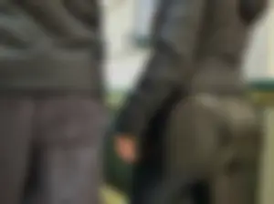 Shiny leather leggings scalator show