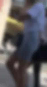 Hot blonde with VTL in grey shorts