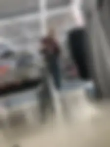 Cute Blonde Girl in Tight Blue Jeans Store Candid