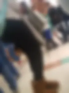 Candid College Booty in Leggings Closeup Photo
