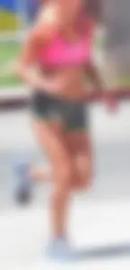 Couple of cute girls out running in little shorts