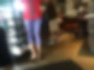 Starbucks milf sexy in light purple leggings with decent ass and mound