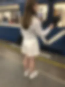 Subway hottie wearing shorts