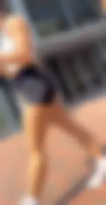 Curly Campus Brunette with amazing Bubble Butt in Tight Shorts (oc)