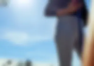 Sexy college student with slight camel toe