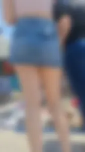 [oc] Beautiful lady with nice legs and sexy denim skirt