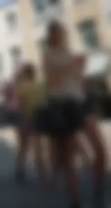 Girl in Mini Shorts with Long Legs on the Street Creepshot