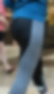 Blonde at the mall in leggings with a nice ass