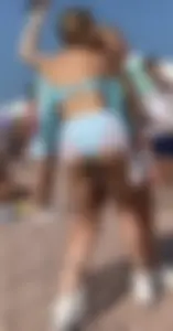 Festival Teens 7: Skinny blonde teen in blue bikini, perfect perky BOOBS on stunning brunette, perfect ass for worship in thin fishnets (my fav kind of ass)