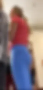 Thick blonde with thick ass in  blue yoga pants