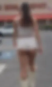 Awesome girl in boots and mini shorts walking down the parking lot creepshot, amazing ass and legs