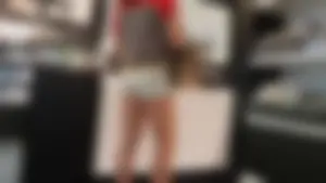 Cute teen shopping at Sephora in tight little shorts